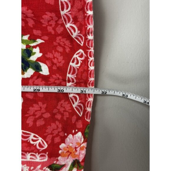 Euro Summer Red Floral Maxi XXL Skirt Button Down Cottagecore Amalfi Coastal Fit - Picture 5 of 9